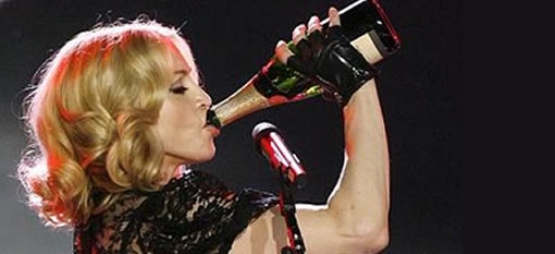 Madonna swigging champagne